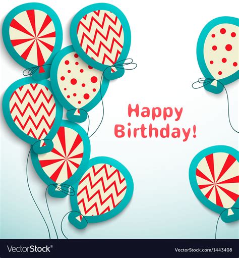 Happy birthday retro postcard with balloons Vector Image