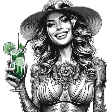 Premium AI Image | Caribbean Tropical laughing mojito cocktail woman girl lady hyper realisitc ...