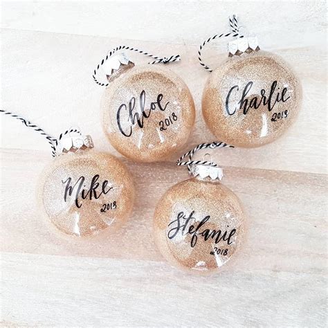 Personalized GOLD CHRISTMAS ORNAMENT, Holiday Decor, Hand Lettered Calligraphy Name Ornament One ...