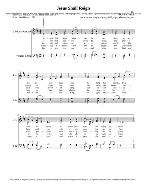 Jesus Shall Reign Where'er the Sun - Isaac Watts Sheet music | Musescore.com