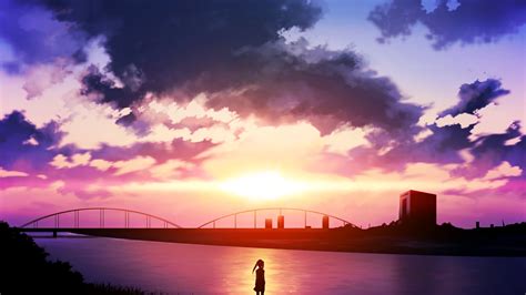 anime, Sunset, River, Sky, Clouds Wallpapers HD / Desktop and Mobile ...