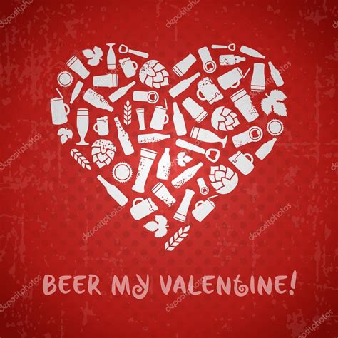 Beer my Valentine. Valentines day craft beer poster — Stock Vector © NihilArt #96556030