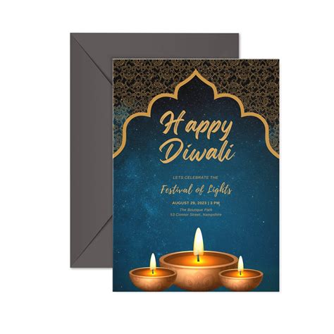 Happy Diwali Invitation, Diwali Celebration Invite, Diwali Dinner Party Template, Printable ...