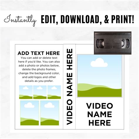 VHS Cover Template Printable VHS Box Label Printable Video - Etsy