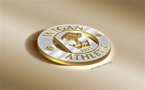 Download wallpapers Wigan Athletic FC, English football club, golden silver logo, Wigan, England ...