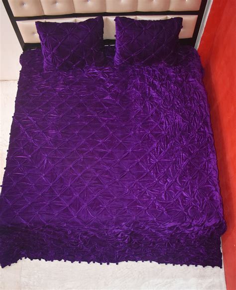 Purple Velvet Comforter Luxury Quilt, Queen King Quilt Wine Purple ...