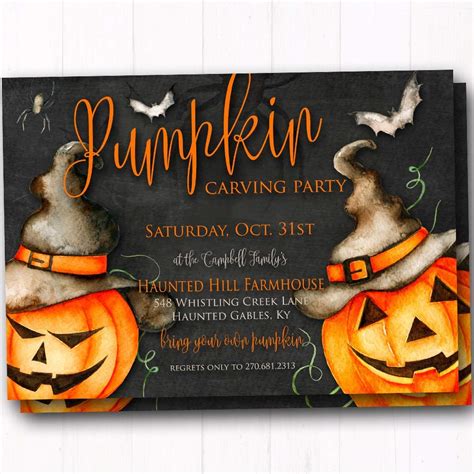 Amazon.com: Halloween Pumpkin Carving Party Invitations - Rustic ...