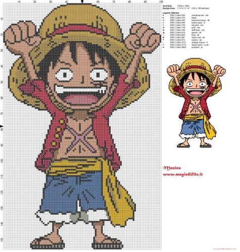 Monkey D Luffy One Piece cross stitch pattern - free cross stitch patterns simple unique ...