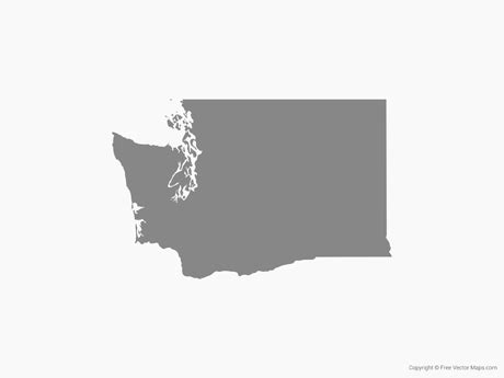 Printable Vector Map of Washington - Single Color | Free Vector Maps