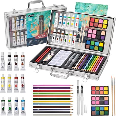 Watercolor Paint Set for Kids,Portable Artist Painting Kit with 24 Watercolor Cake,12 Watercolor ...