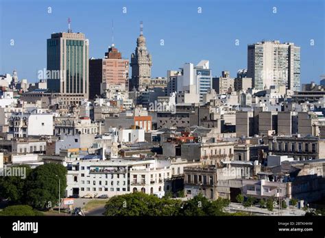 Old City District & Montevideo skyline, Uruguay, South America Stock ...