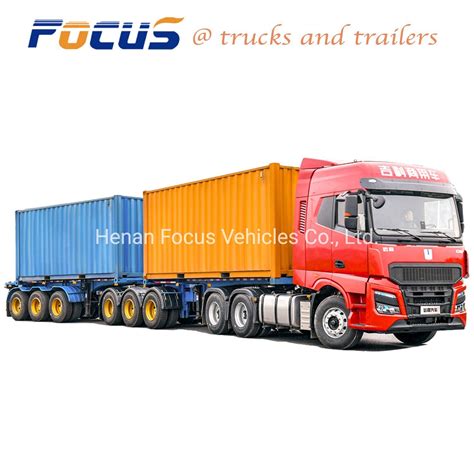 Double Container Transport Interlink/Tautliner Superlink Flatbed/Skeleton Cargo Truck Semi ...