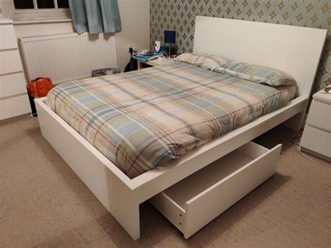 Ikea Malm double bed frame with two storage boxes | in Royston, Cambridgeshire | Gumtree