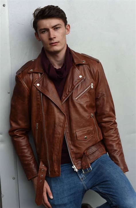 Real Leather Brando - Mens Cross-Zip Brando Jacket-Timber: Buy Online - Happy Gentleman