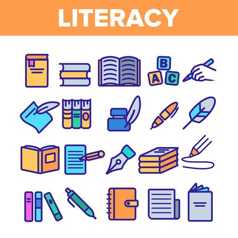 Literacy Linear Vector Thin Icons Set Pictogram 9911179 Vector Art at Vecteezy