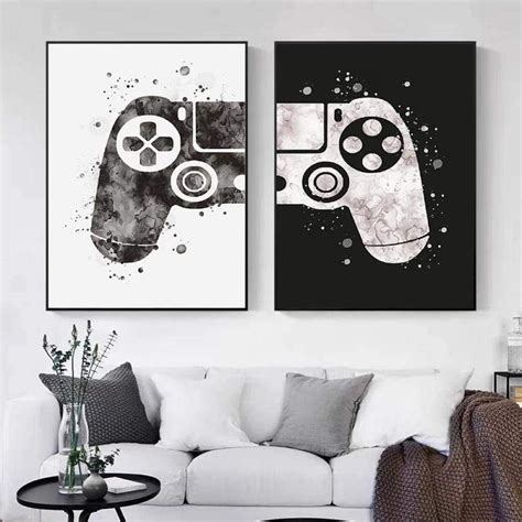 Amazon.com: Gaming Room Decor Canvas Painting Video Game Themed Gaming Canvas Wall Art Black and ...