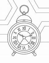 Coloring Page For Kids And Adults Hand Drawn vintage Objects Alarm  sketch template
