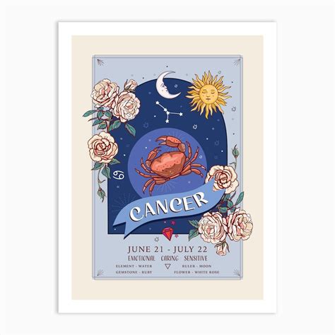 Zodiac Sign Cancer Art Print by Angie Spurgeon - Fy