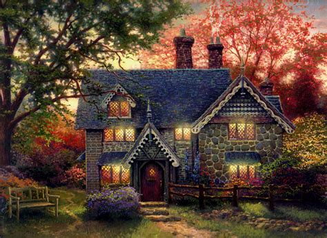 Thomas Kinkade - Stone Cottage | Cottage art, Kinkade paintings, Thomas kinkade paintings