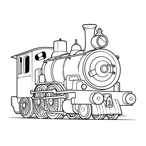 The Coloring Page Of A Train Engine Outline Sketch Drawing Vector ...