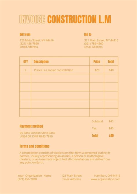 Edit Free Monocolor Construction LM Invoice template