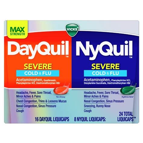 Vicks Dayquil & Nyquil Severe Cold & Flu Medicine Liquicaps - 24ct : Target