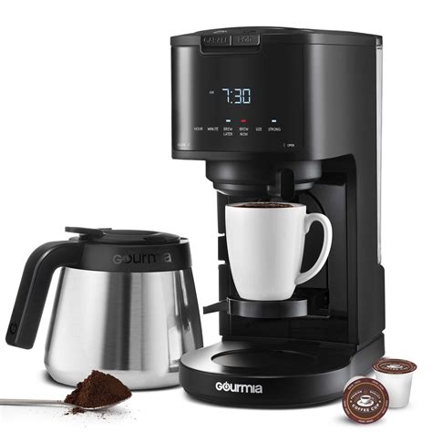 Gourmia Duo Brew Coffee Maker, Single Serve & 12 Cup Combo with Thermal ...