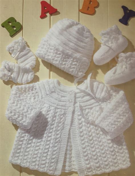 baby knitting pattern vintage matinee coat bonnet booties