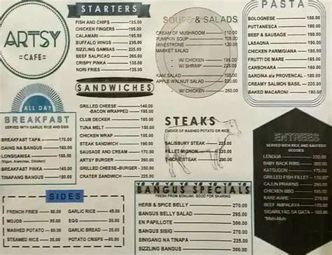 Artsy Cafe Menu, Menu for Artsy Cafe, Paligsahan, Quezon City - Zomato Philippines