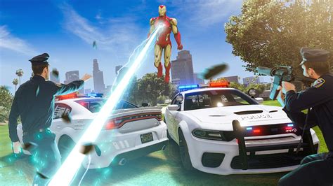 Iron Man Helps Criminals ESCAPE Cops in GTA 5 RP | Iron Man | I Become Iron Man and help ...