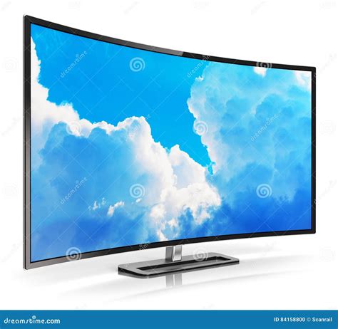 Modern Curved 4K UltraHD TV Stock Illustration - Illustration of panel ...