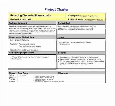 Project Charter Template Free Beautiful Project Charter Template | Project charter, Excel ...