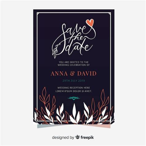 Free Vector | Flat wedding card template