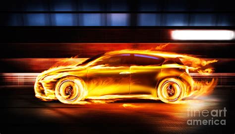 Race Car In Burning Flames In A Tunnel Photograph by Oleksiy Maksymenko