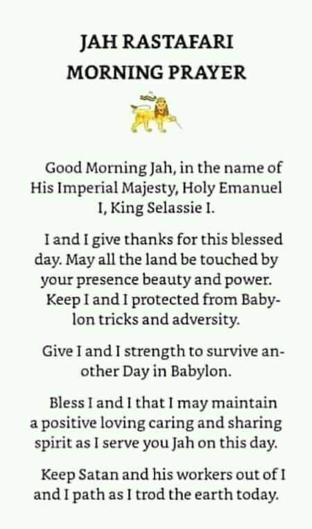 Powerful Rastafari Morning Prayer