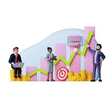 business people with company growth chart 3d character illustration ...