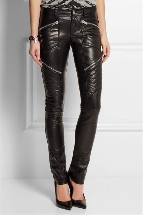 Saint laurent Leather Skinny Pants in Black | Lyst