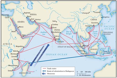 Map of Indian Ocean Trade Routes | Indian ocean, Africa map, Map