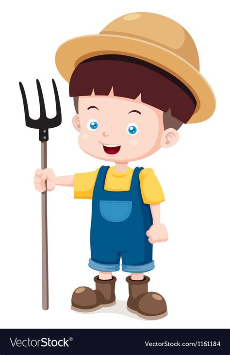 Little farmer Royalty Free Vector Image - VectorStock | Farmer, Farmer illustration, Farmer cartoon