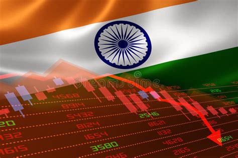 India Flag and Economic Downturn with Stock Exchange Market Indicators ...