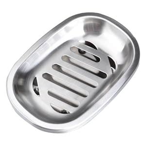 Amazon.com - Oval stainless steel soap dish soap box Drain LZS0222 - Soap Dish With Drainage