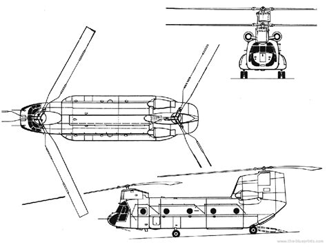 Boeing CH-47 Chinook blueprints free - Outlines