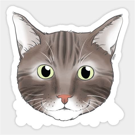 Tabby Cat Face - Tabby Cat Face - Sticker | TeePublic