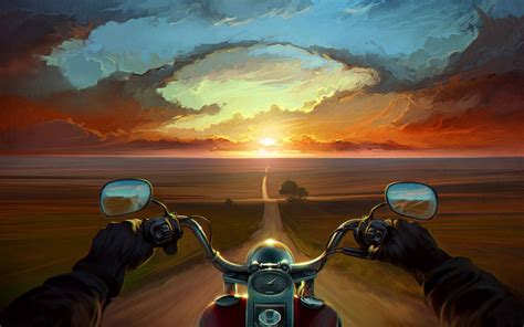 Motorcycle Sunset Wallpaper