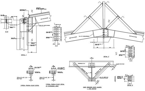 Structural steel portal frame connection for roof cad drawing details dwg file - Cadbull