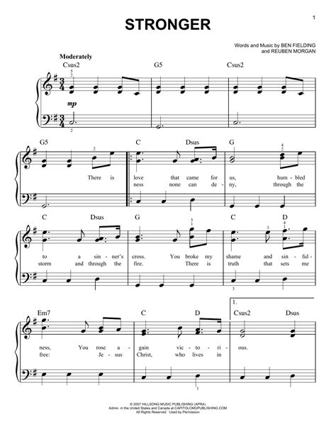 Hillsong Worship "Stronger" Sheet Music Notes | Download Printable PDF Score 86173