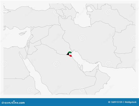 Kuwait Map Highlighted in Kuwait Flag Colors Stock Vector ...