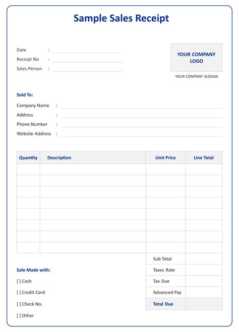 Blank Receipt Form Template - 10 Free PDF Printables | Printablee