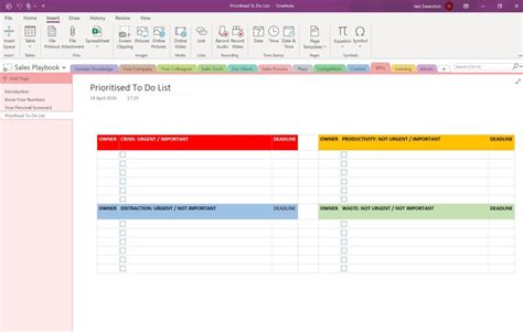 Task Management Onenote Planner Template