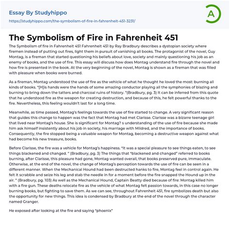 The Symbolism of Fire in Fahrenheit 451 Essay Example | StudyHippo.com